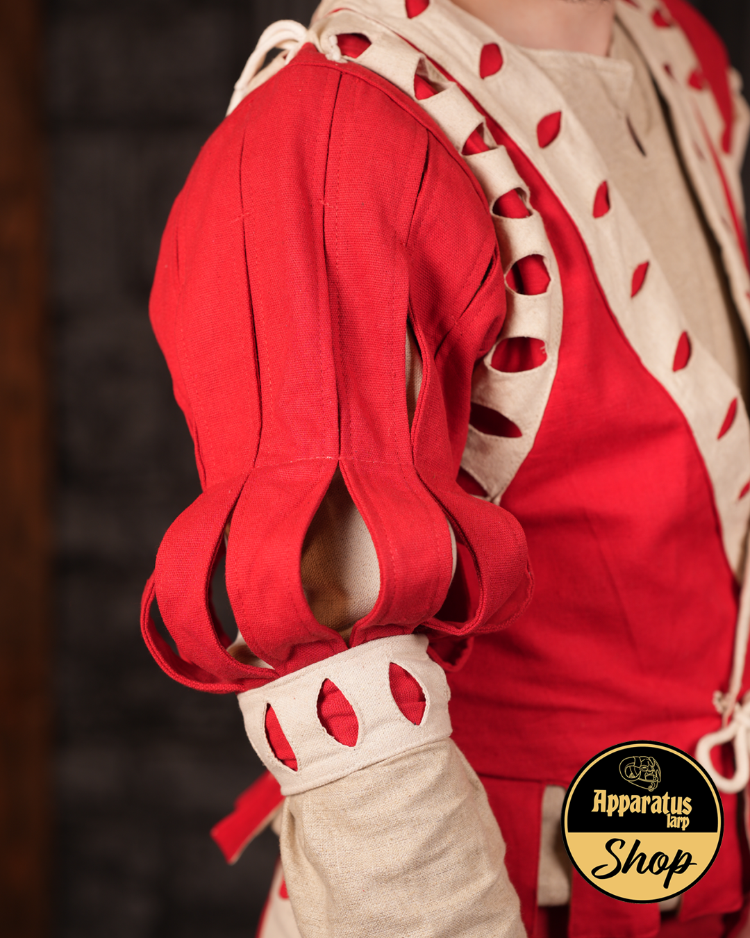 Landsknecht Ärmel Streifen Imperialis Rot/Natur