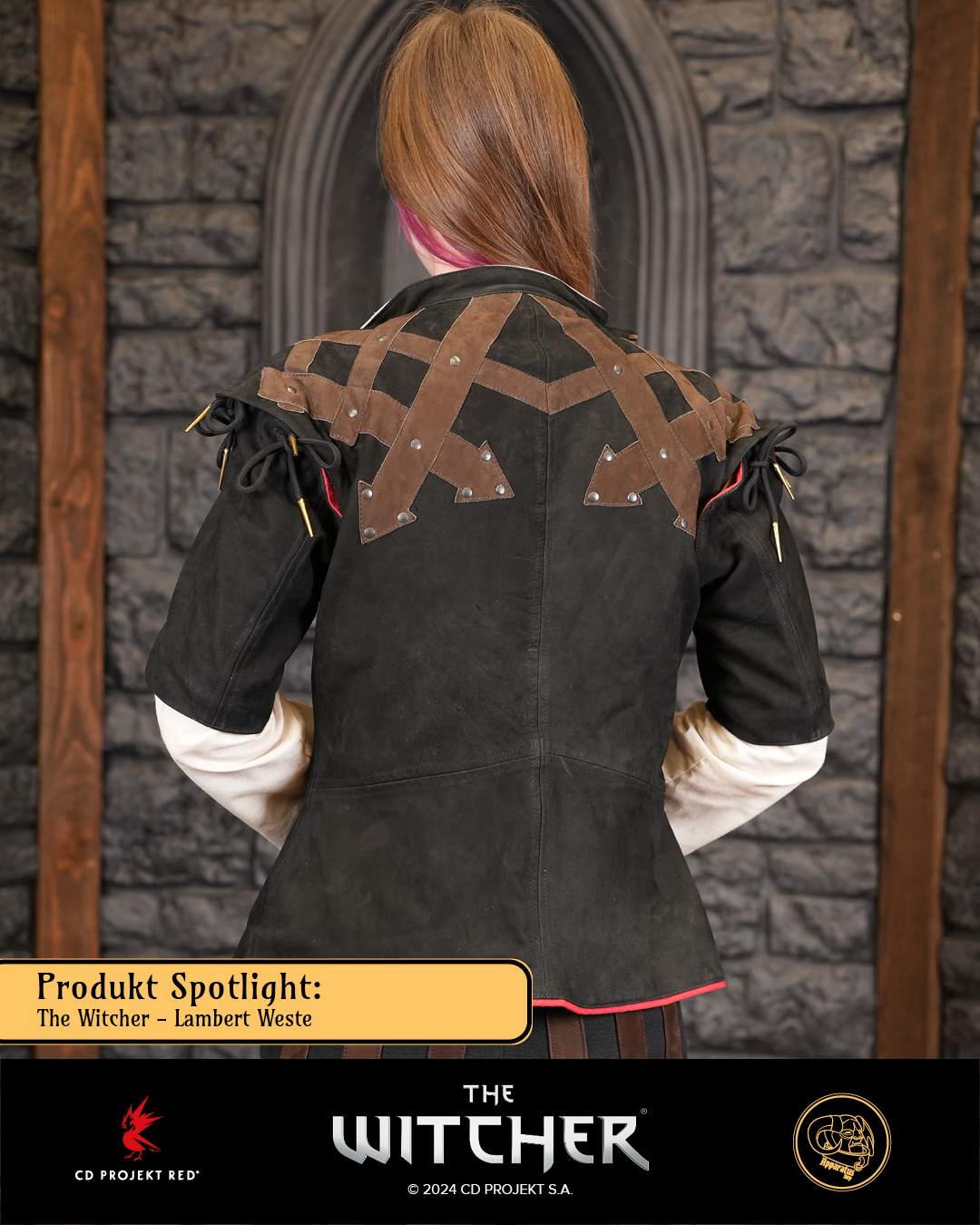 Lambert leather jacket black - red
