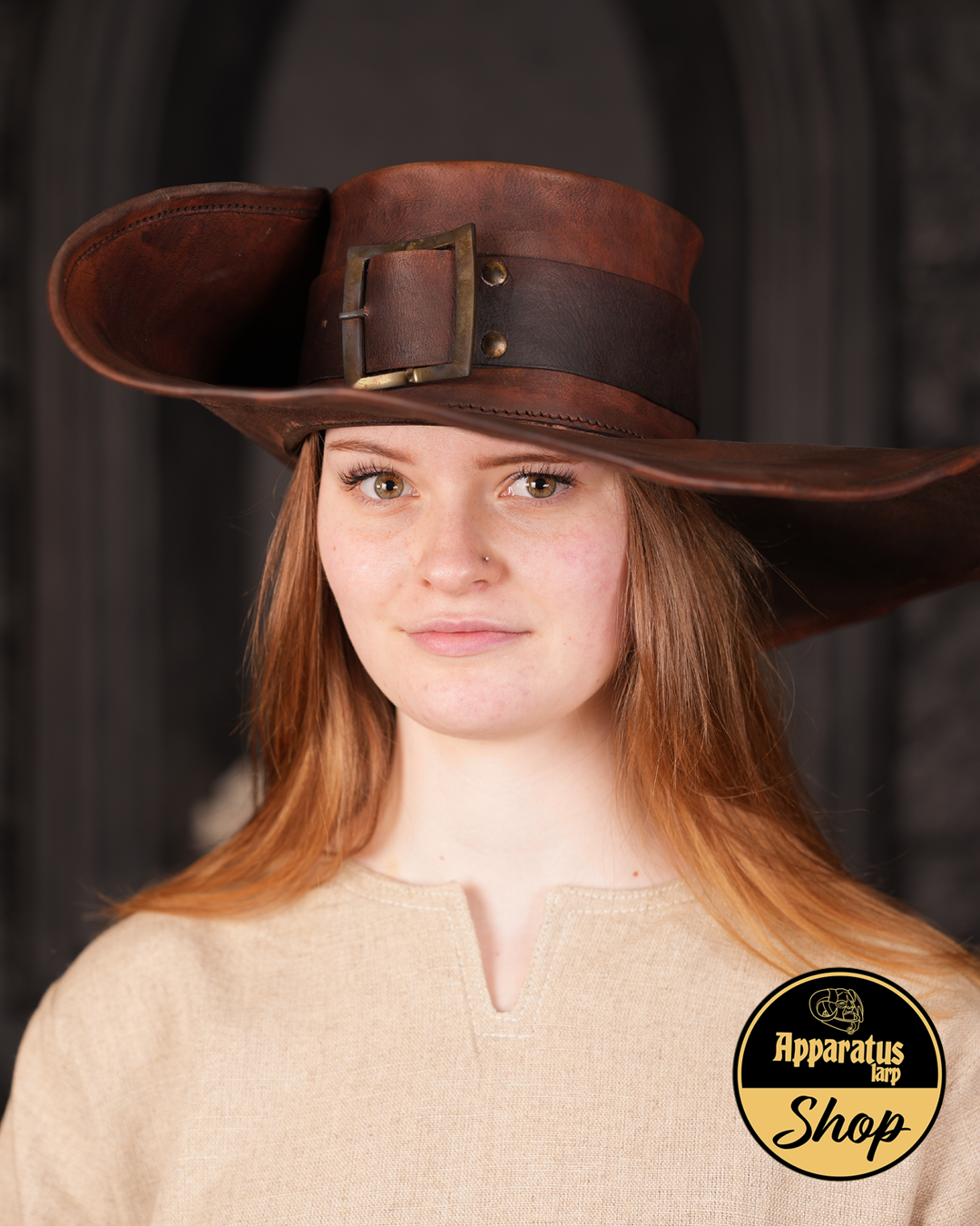 Lederhut Musketier Dunkelbraun