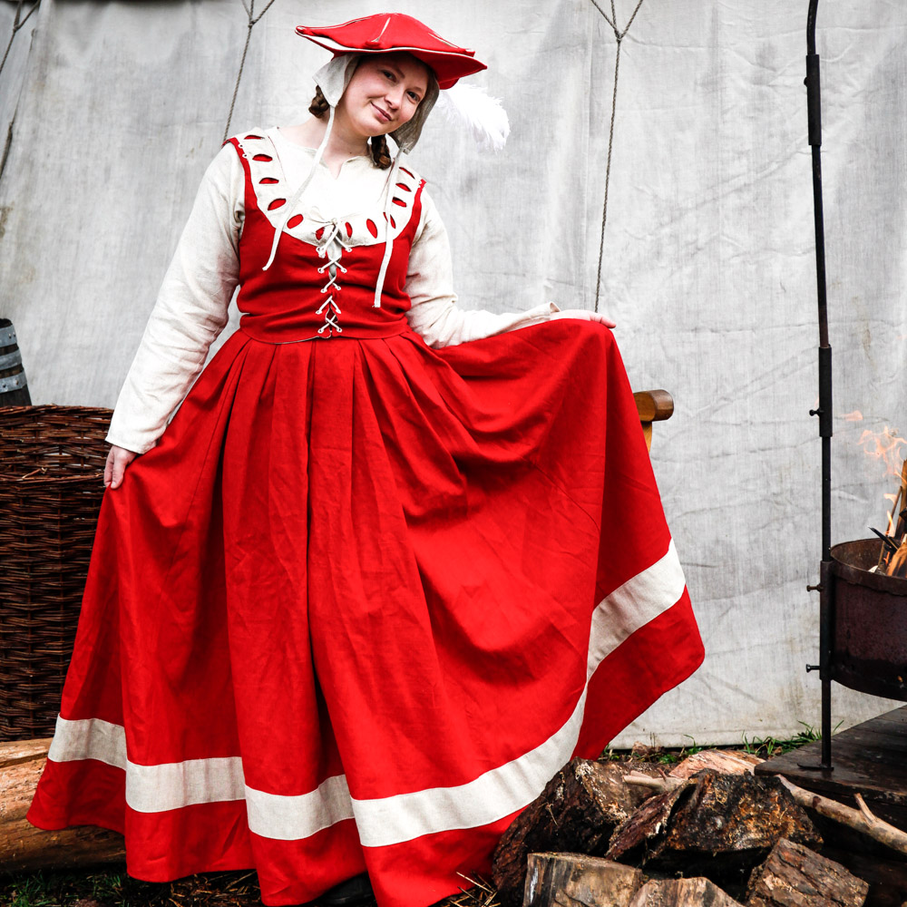 Landsknecht Skirt Flora red/cream
