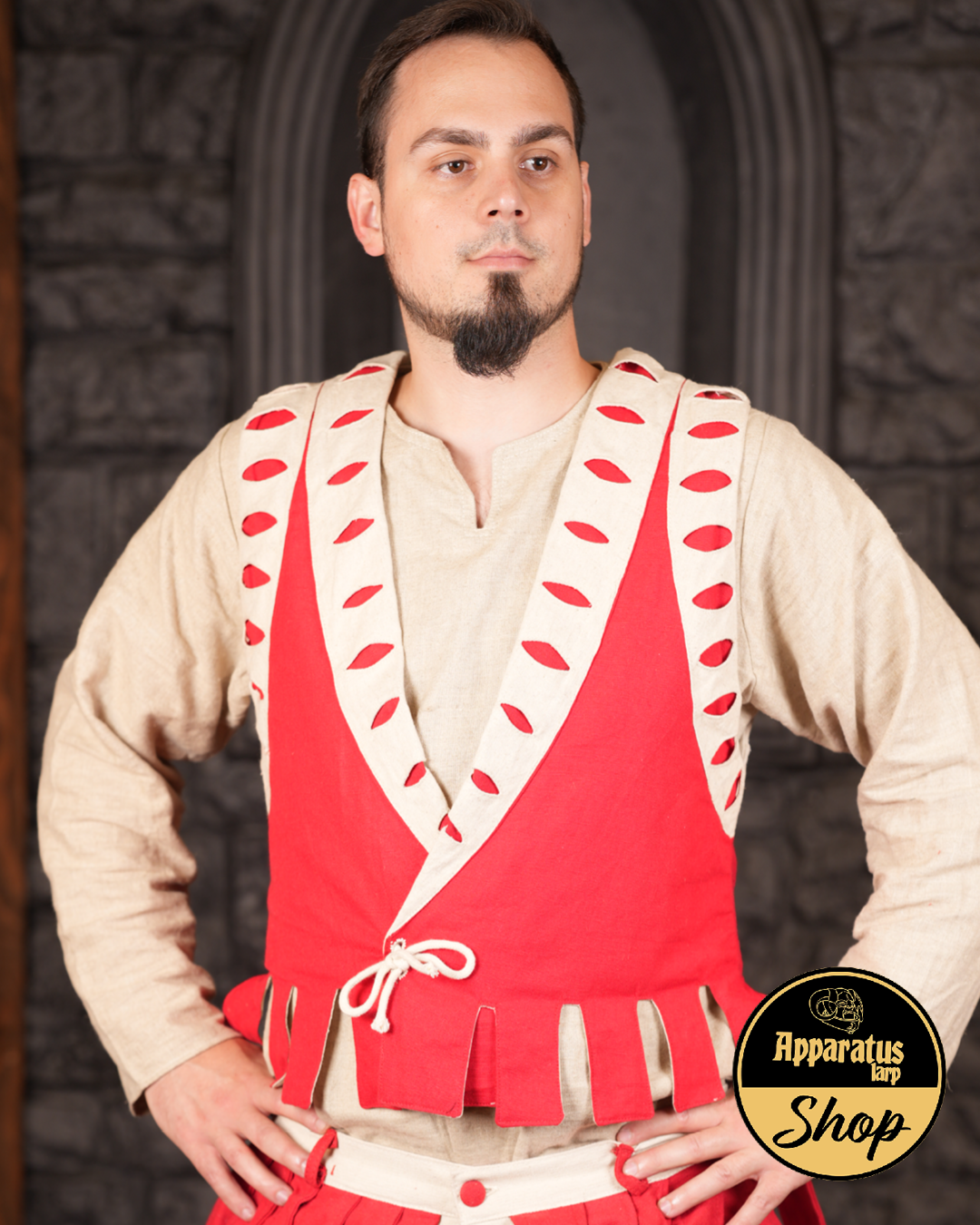 Landsknecht Weste Imperialis Rot/Natur
