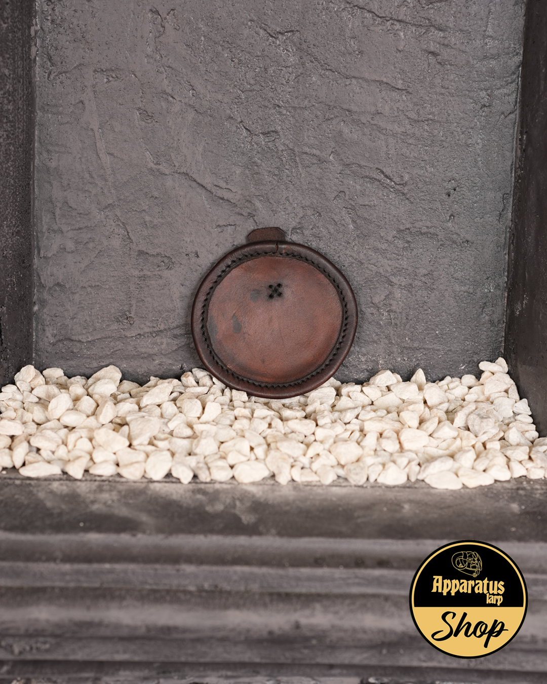 Leder Schwebescheiben Set Rund Braun