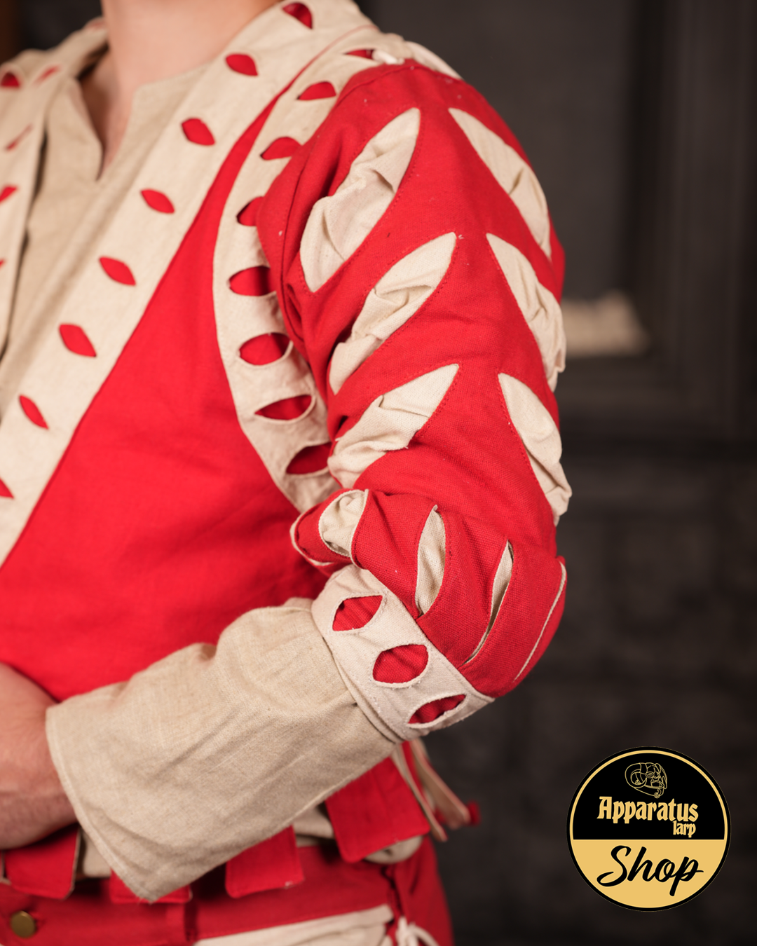 Landsknecht Ärmel Schnitte Imperialis Rot/Natur