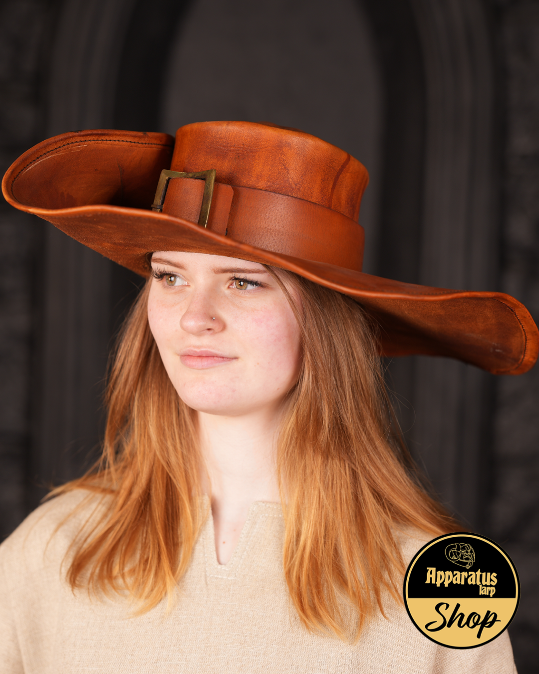Musketeer leather hat brown