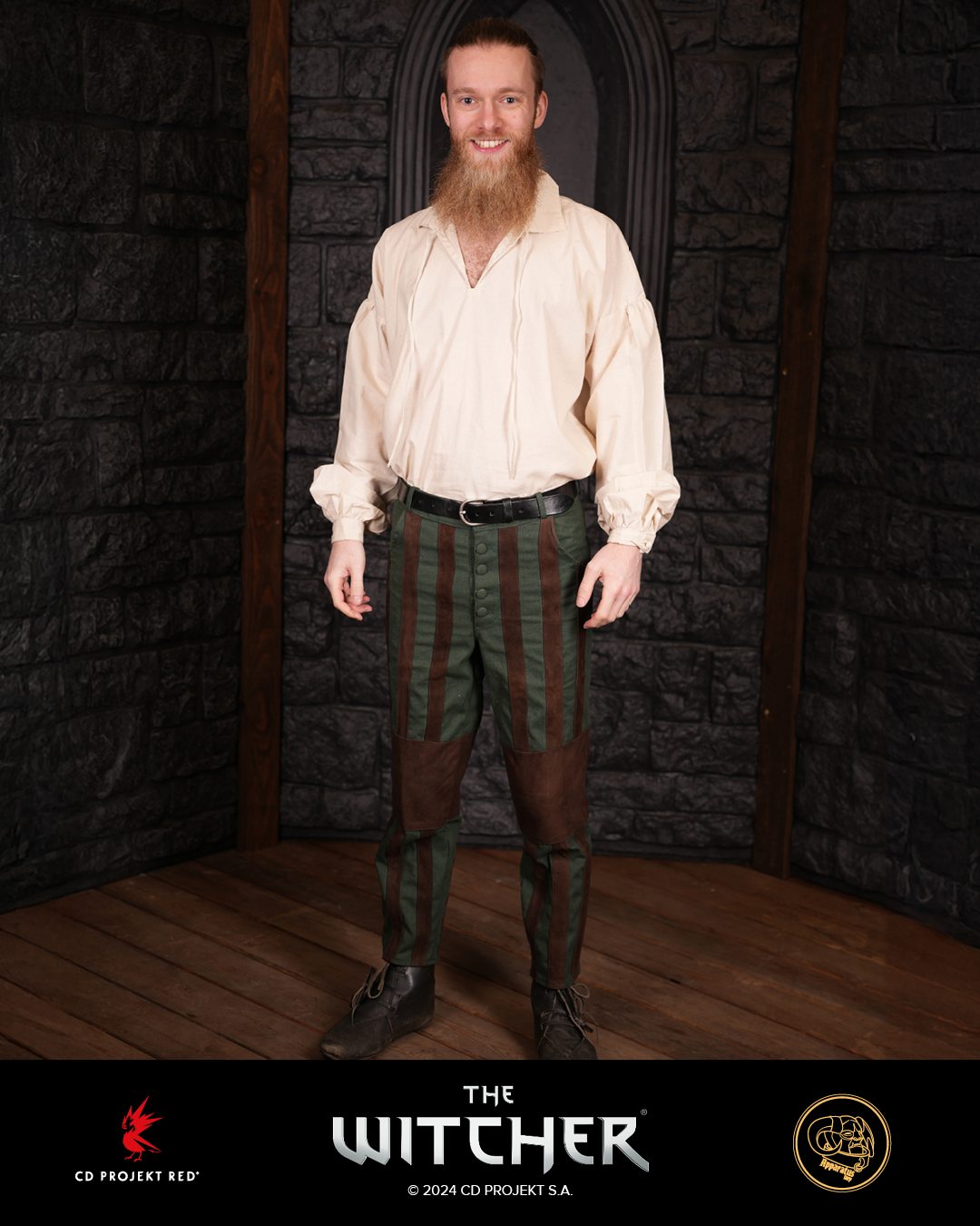 Geralt trousers with leather stripes green