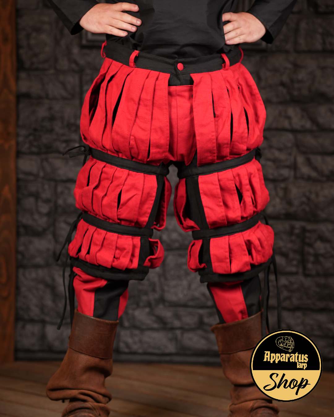 Landsknecht Kniebundhose Imperialis Streifen Rot/Schwarz