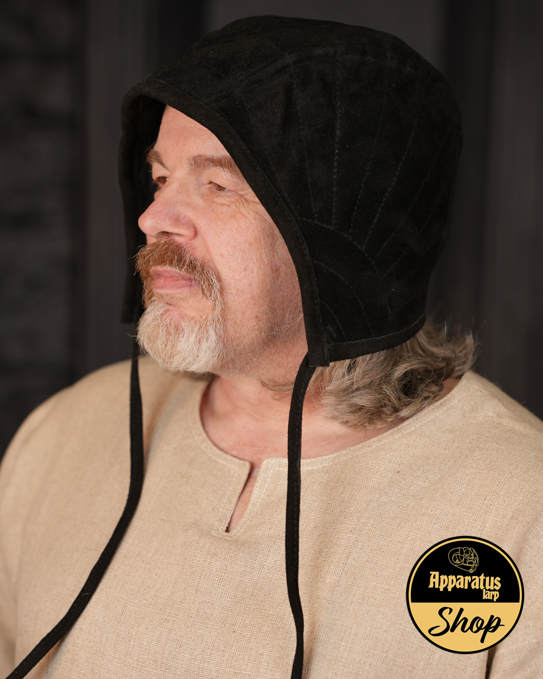 Gepolsterte Lederbundhaube Joshua Schwarz