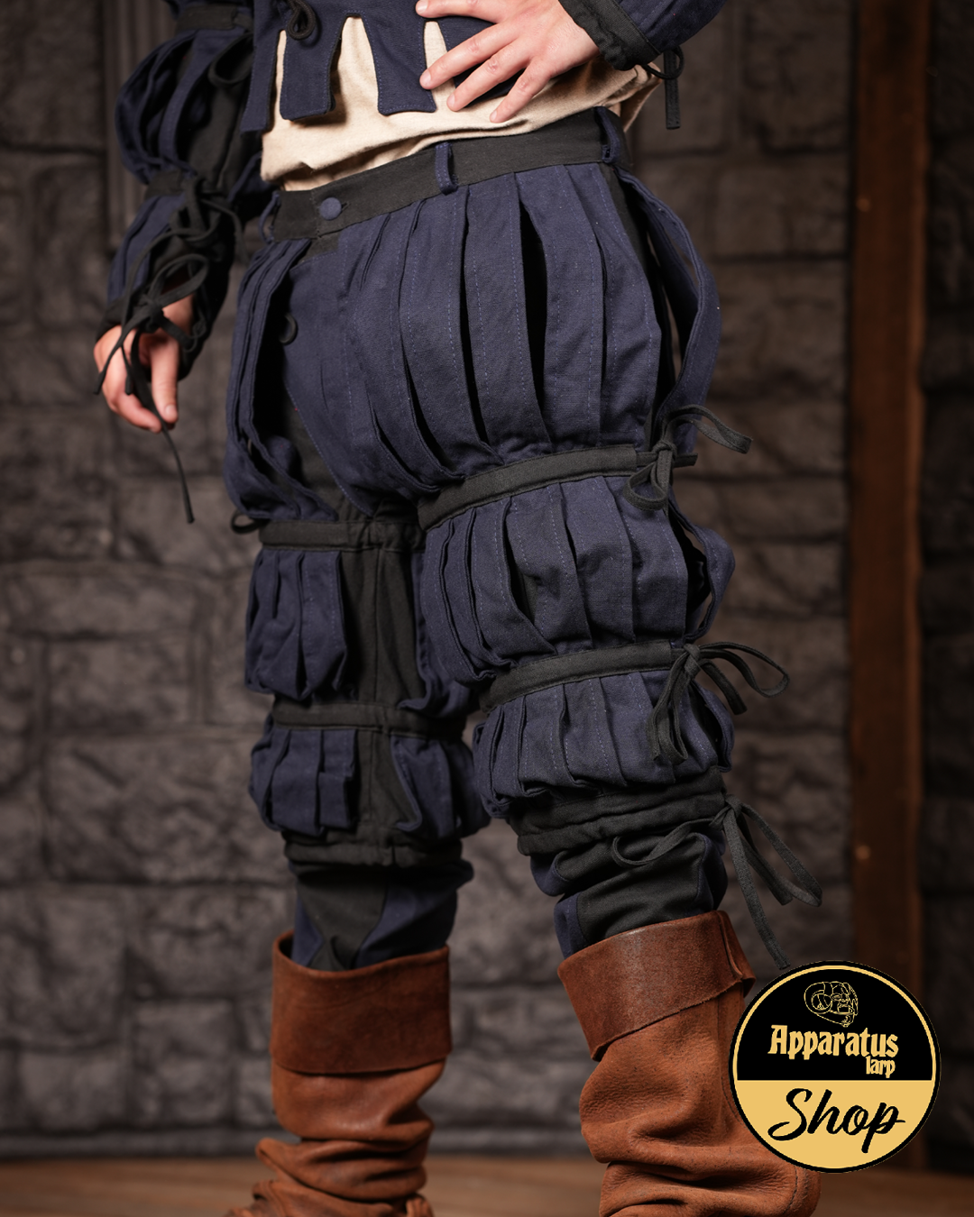 Landsknecht Kniebundhose Imperialis Streifen Blau/Schwarz