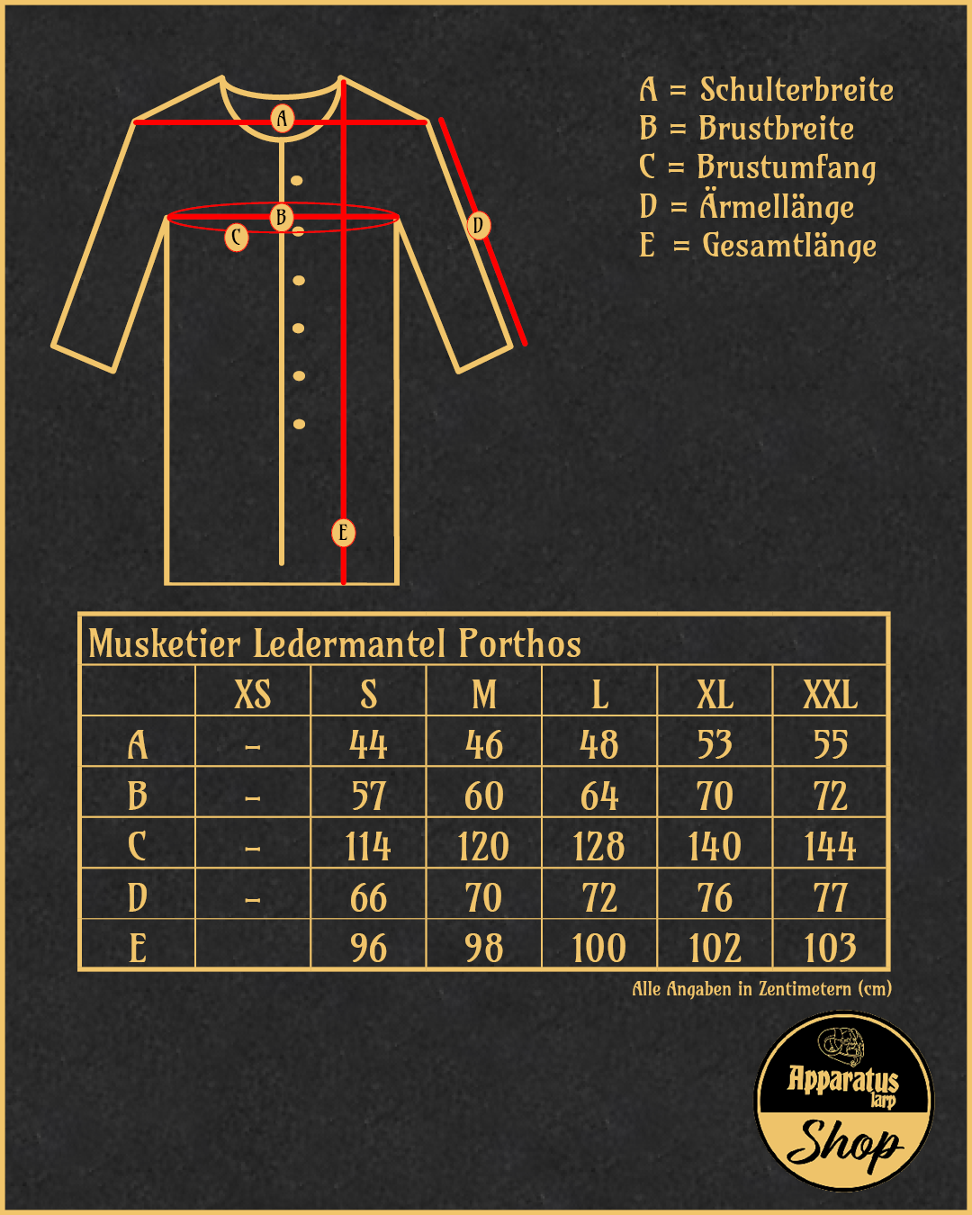 Musketier Ledermantel Porthos Schwarz