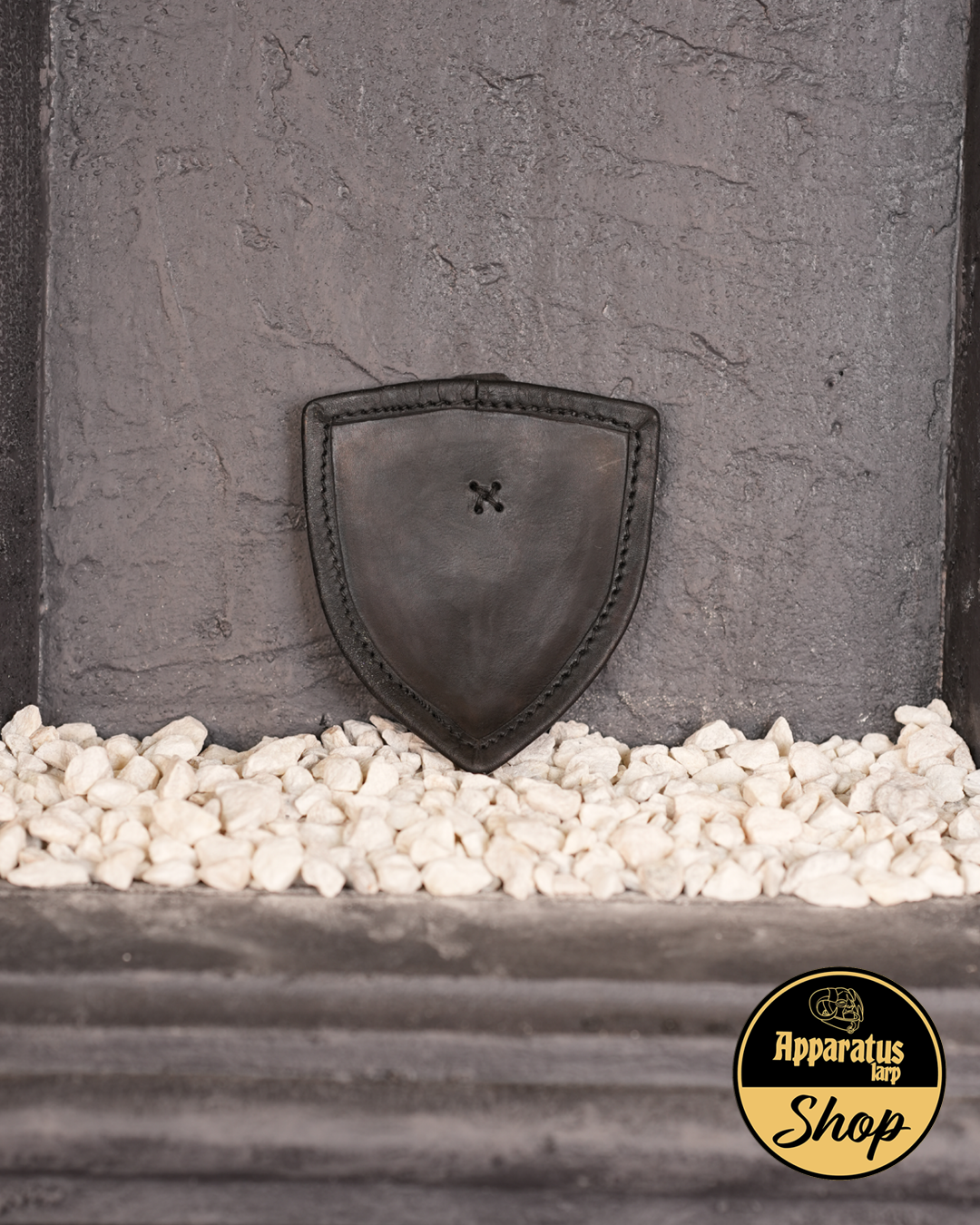 Leder Schwebescheiben Set Schild Schwarz