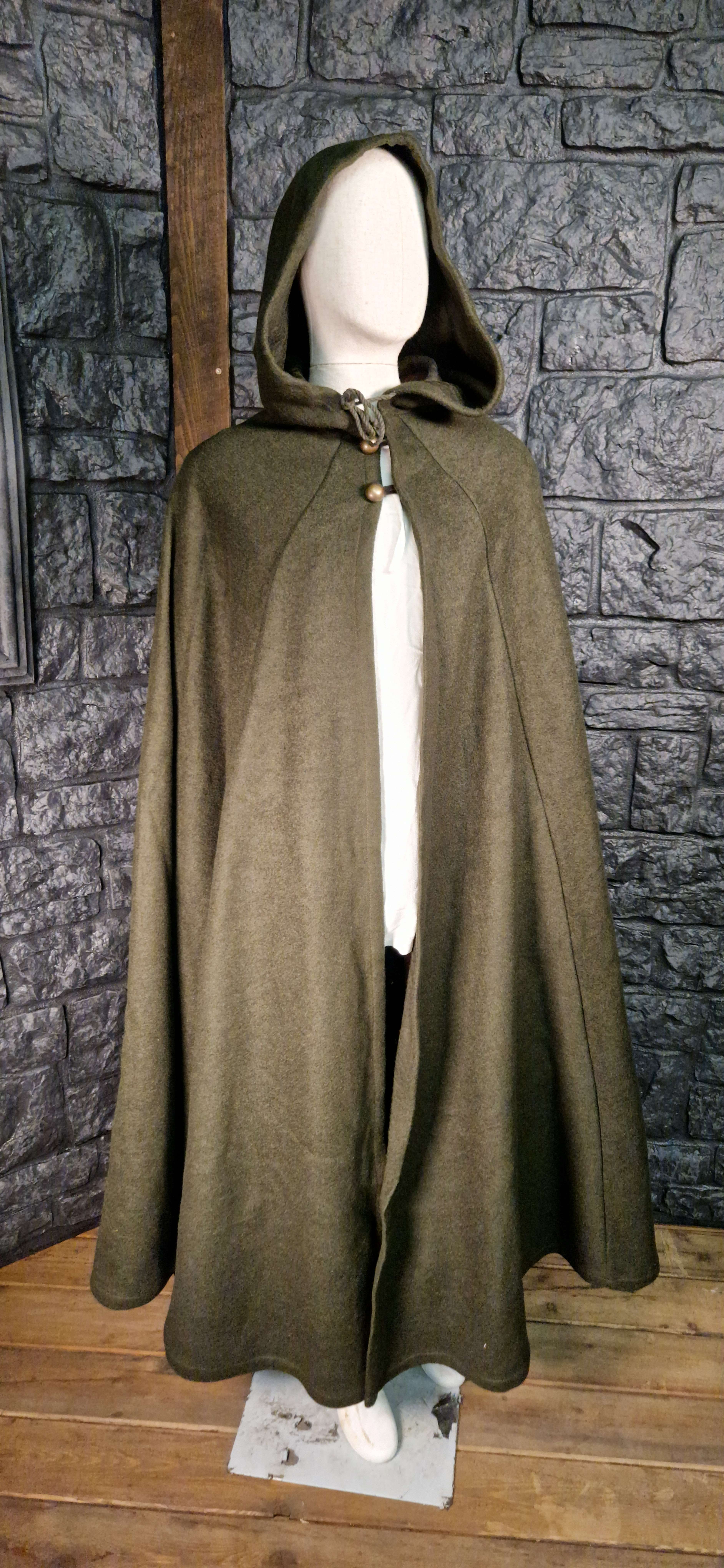 Hooded cape Kashi forest green