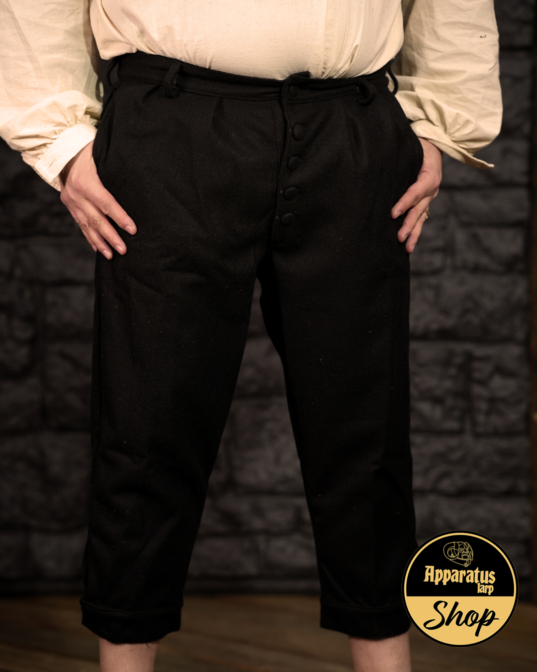 Musketier Kniebundhose Aramis Wolle Schwarz